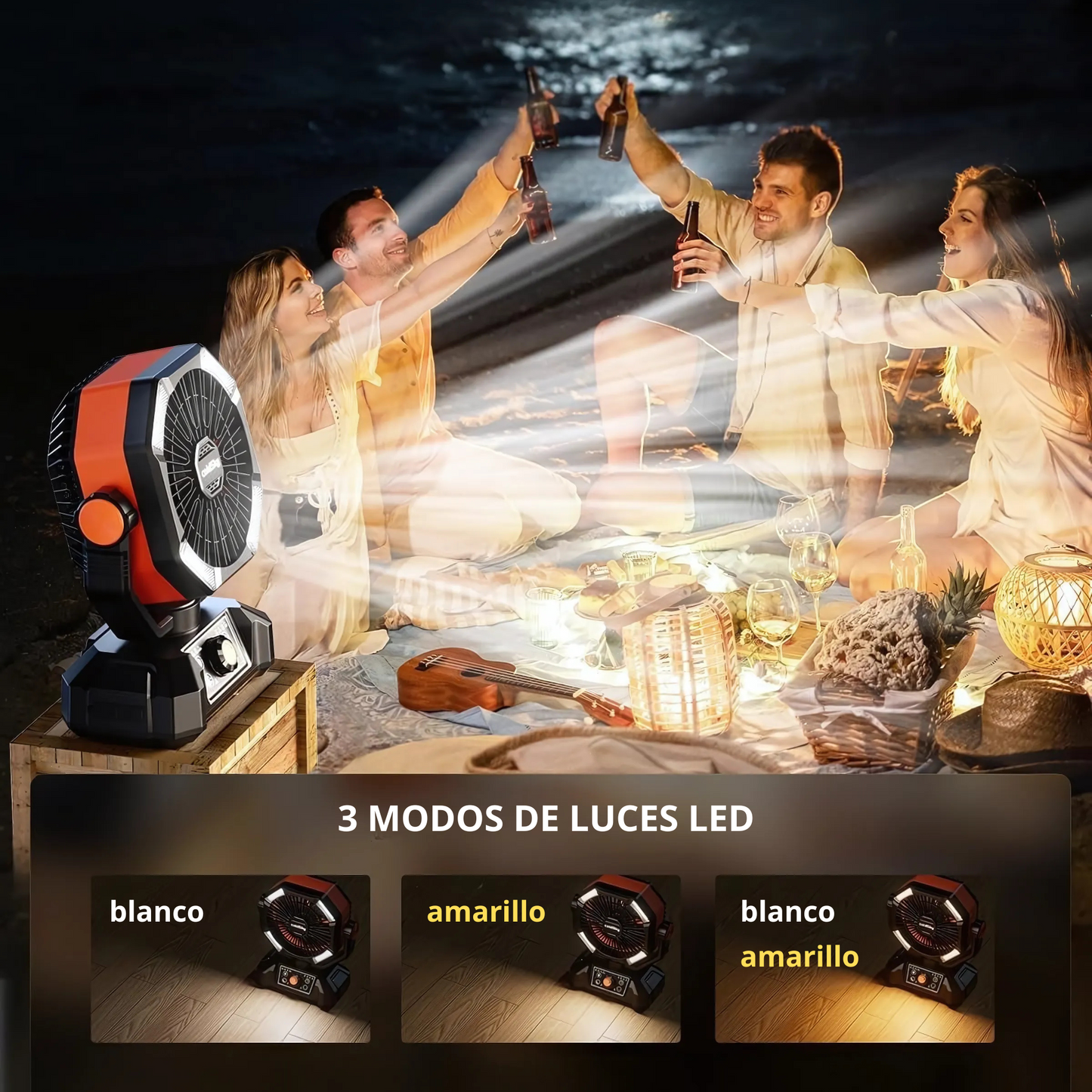 VENTILADOR PORTÁTIL RECARGABLE CON BATERÍA